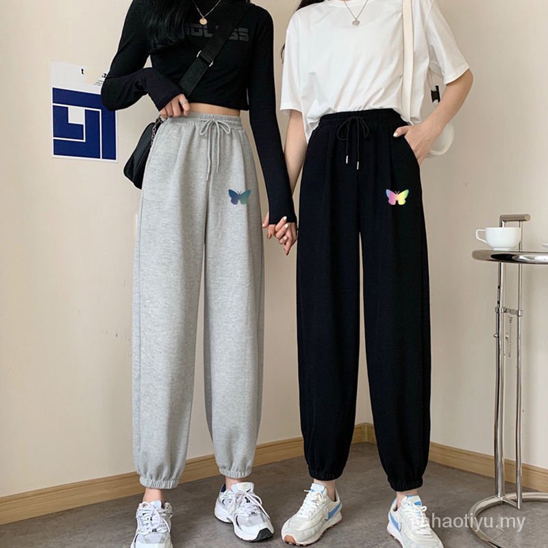 Quần Thể Thao Lưng Cao Ống Rộng Màu Xám Phong Cách Hàn Quốc Thời Trang Mùa Thu Mới Cho Nữ | BigBuy360 - bigbuy360.vn