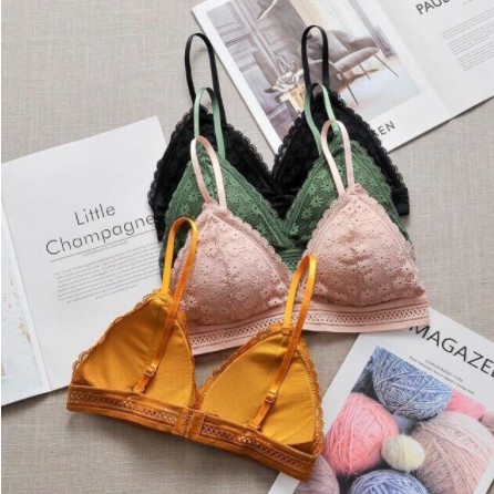 ÁO LÓT-Bra ren hoa cúc không gọng có đệm Cao cấp 7338