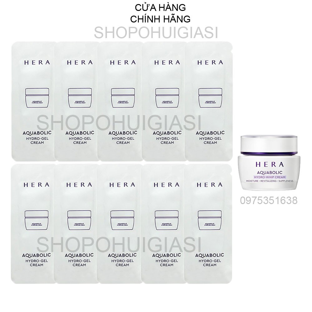 Kem Hera cấp nước dưỡng trắng căng bóng da đặc biệt - Hera Aquabolic Hydro-gel Cream 1ml