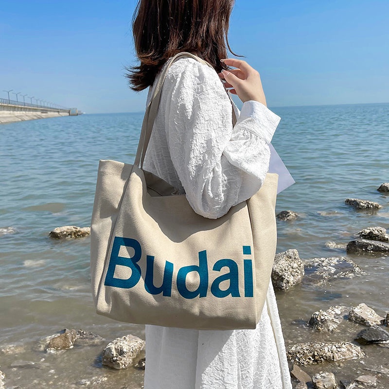 Túi Xách Nữ Vải canvas Cỡ Lớn In Chữ Thời Trang Thu Đông Hàn Quốc 2021