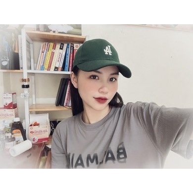 Mũ lưỡi trai xanh rêu form cứng thêu chữ nổi LA trắng - Mũ Nón siêu đẹp full hộp cá tính mạnh mẽ