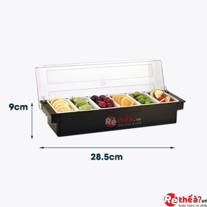 SALE GIÁ SỈ TẠI XƯỞNG Khay topping 3-4-5-6 ngăn chứa đựng đồ hoa quả decor, thạch nhựa có nắp đậy