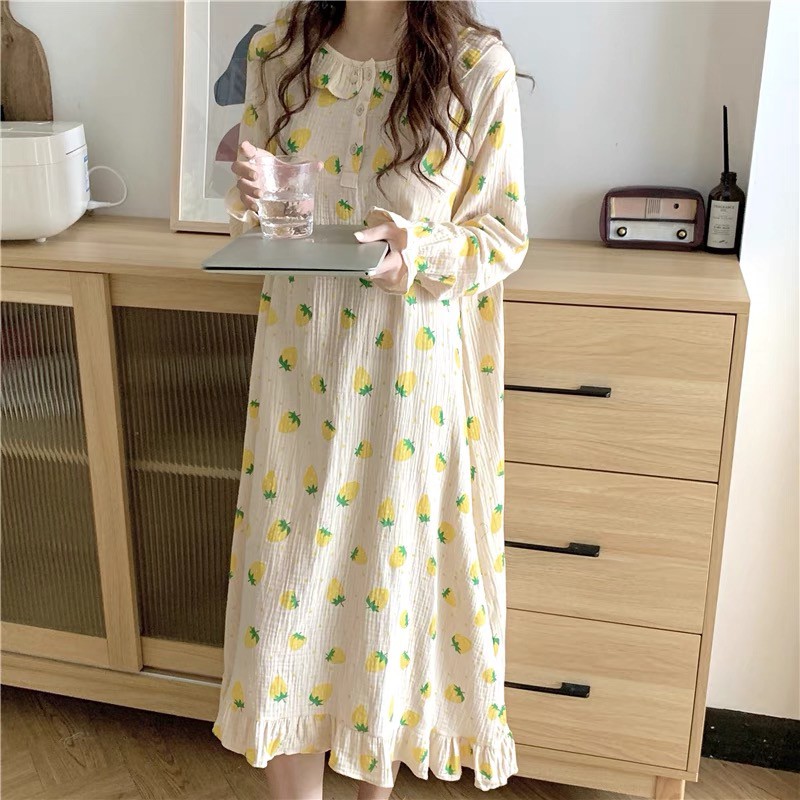 𝗺𝗶𝗲 𝘀𝘁𝘂𝗱𝗶𝗼 - Váy dài mặc nhà muslin cao cấp nhiều hoạ tiết dễ thương