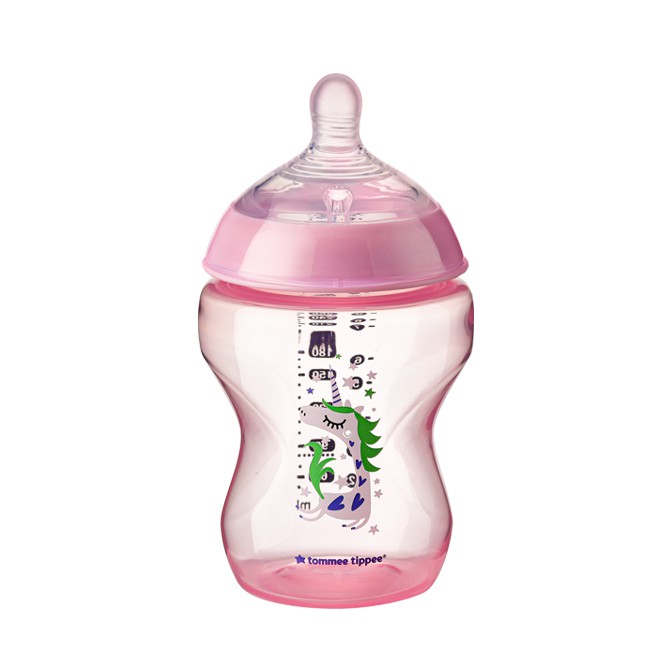 Bình sữa ty siêu mềm tự nhiên Tommee Tippee Closer to Nature 260ml, núm ty đi kèm 3-6 tháng – Hồng