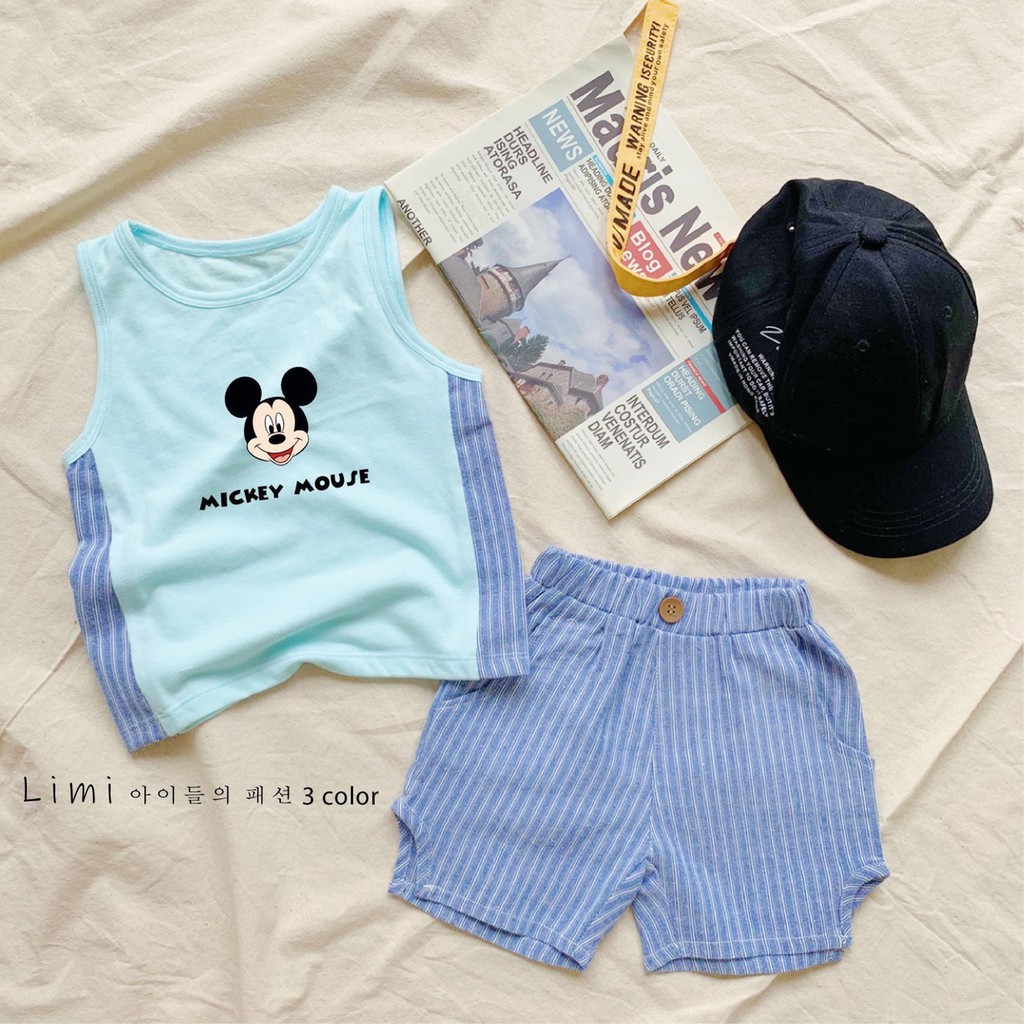 [HOT SUMMER 2020] Bộ ba lỗ bé trai họa tiết MICKEY MOUSE sành điệu - Bộ quần áo bé trai cực hot cho mùa hè