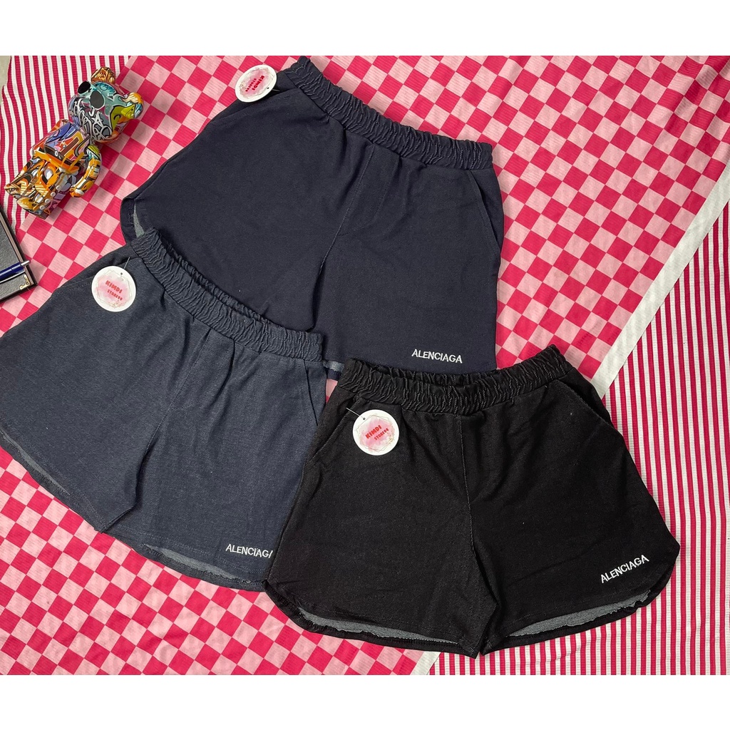 quần short jean nữ lai bầu thêu chữ style hàn quốc thời trang