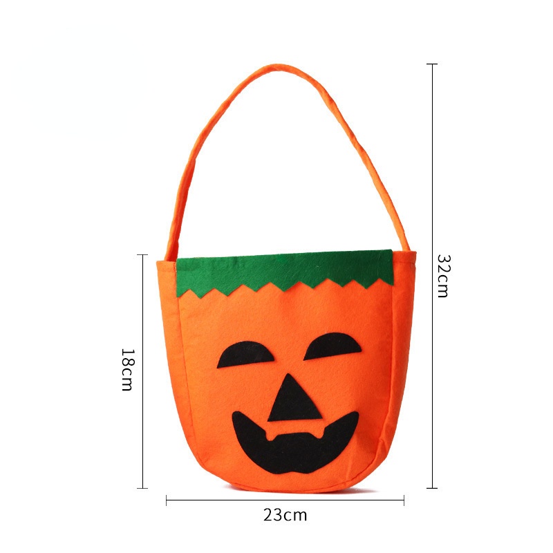 Túi Đựng Kẹo Halloween Hình Bí Ngô Ba Chiều Bằng Vải Không Dệt