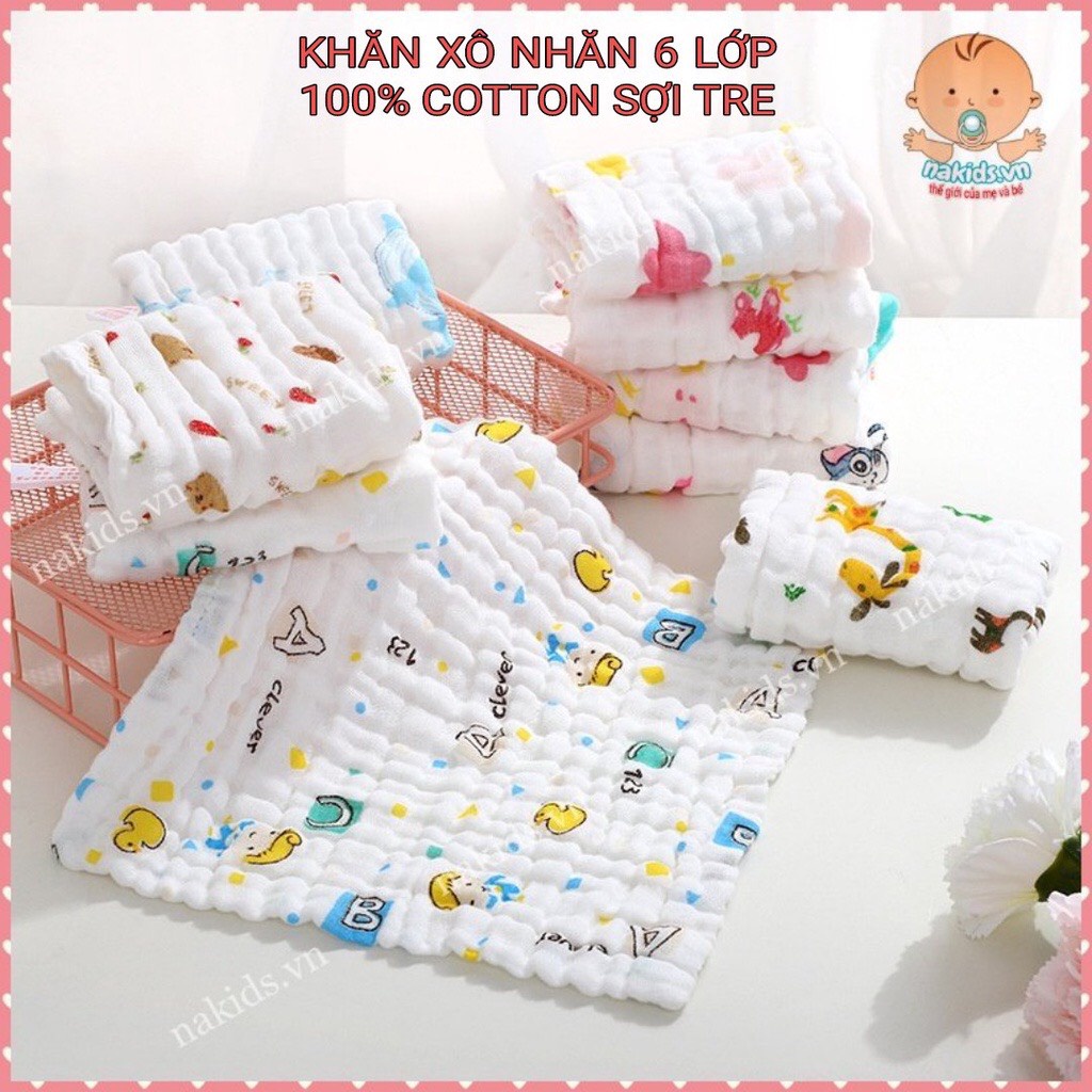 Set 5 khăn rửa mặt trắng 6 lớp siêu mềm cho bé