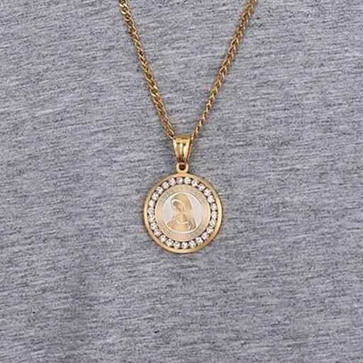 Dây chuyền SEUSUK  phối mặt dây hình Đức mẹ Mary trang trọng