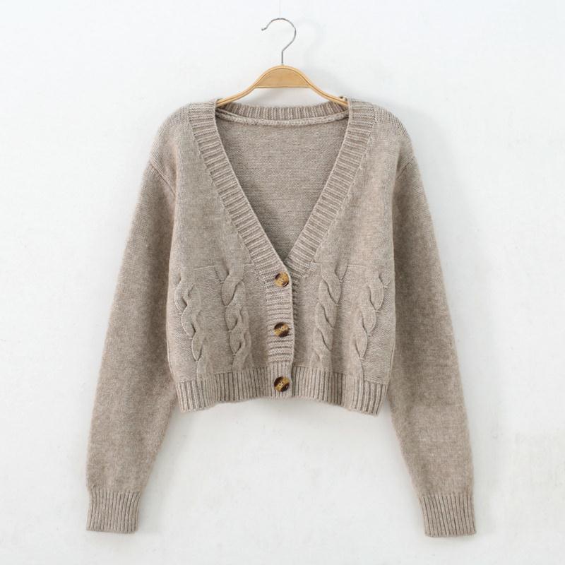 Áo khoác cardigan mỏng dán ngắn đính nút thời trang mùa xuân cho nữ