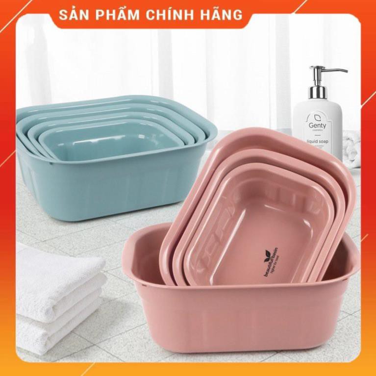 CHÍNH HÃNG -  Chậu nhựa trơn hình chữ nhật đa năng,thau nhựa trơn hình chữ nhật đủ size,đủ màu