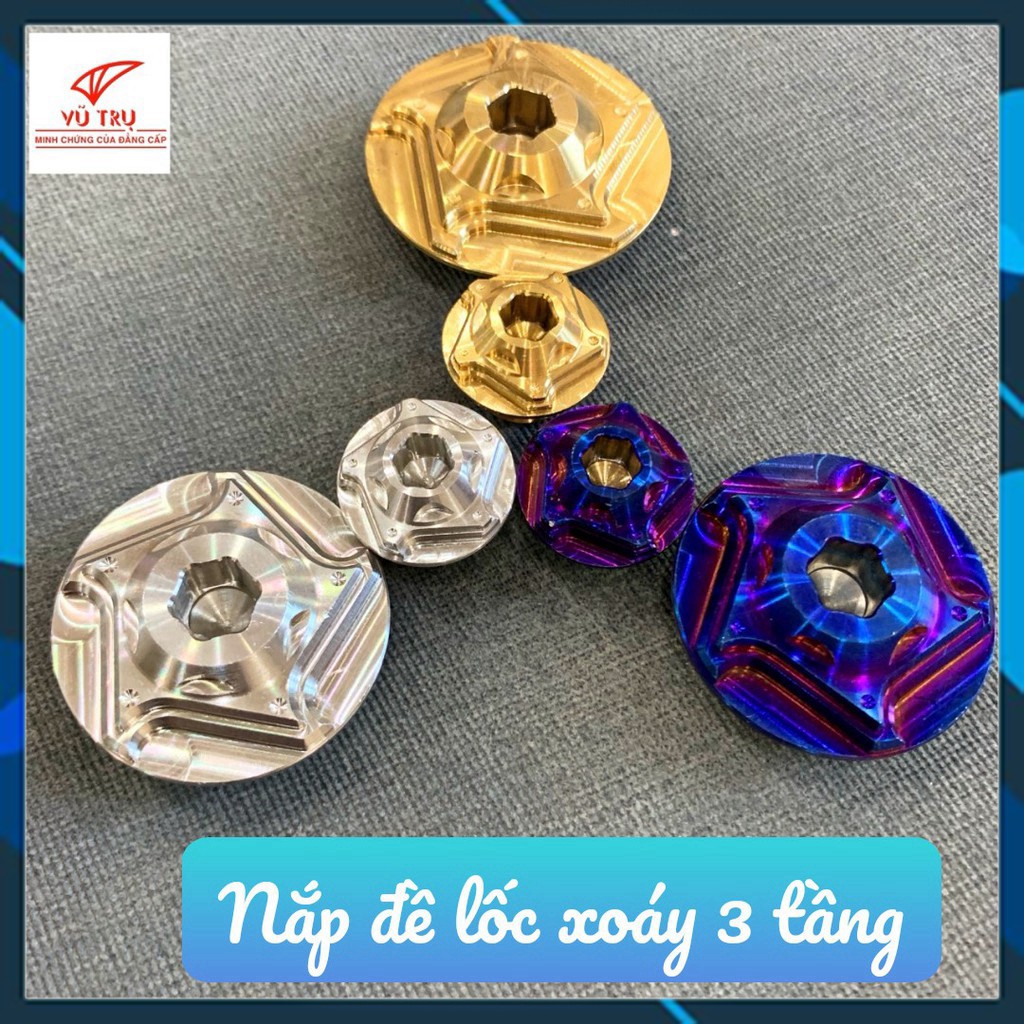 [CỰC RẺ]  Nắp đề (Ốc mâm lửa) lốc xoáy 3 tầng Yamaha và Honda - Thương hiệu Universe