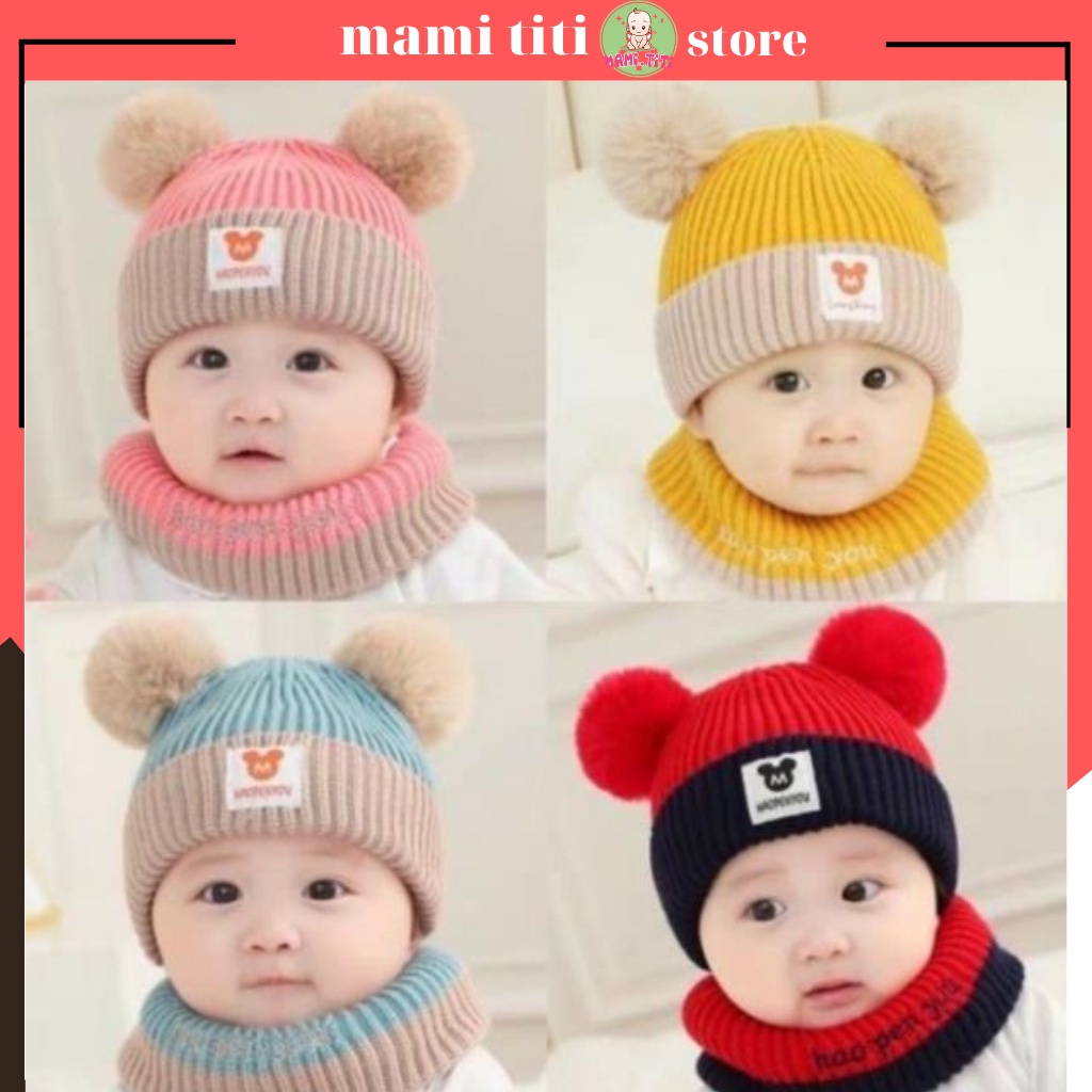 Mũ len cho bé chữ M hàng Quảng Châu cao cấp - MAMI.TITI