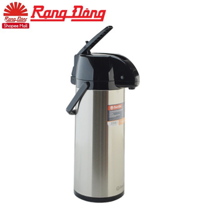 Phích đựng nước nóng 2,5 lít Rạng Đông Inox cao cấp, cần bơm rót nước, đế xoay 360 độ