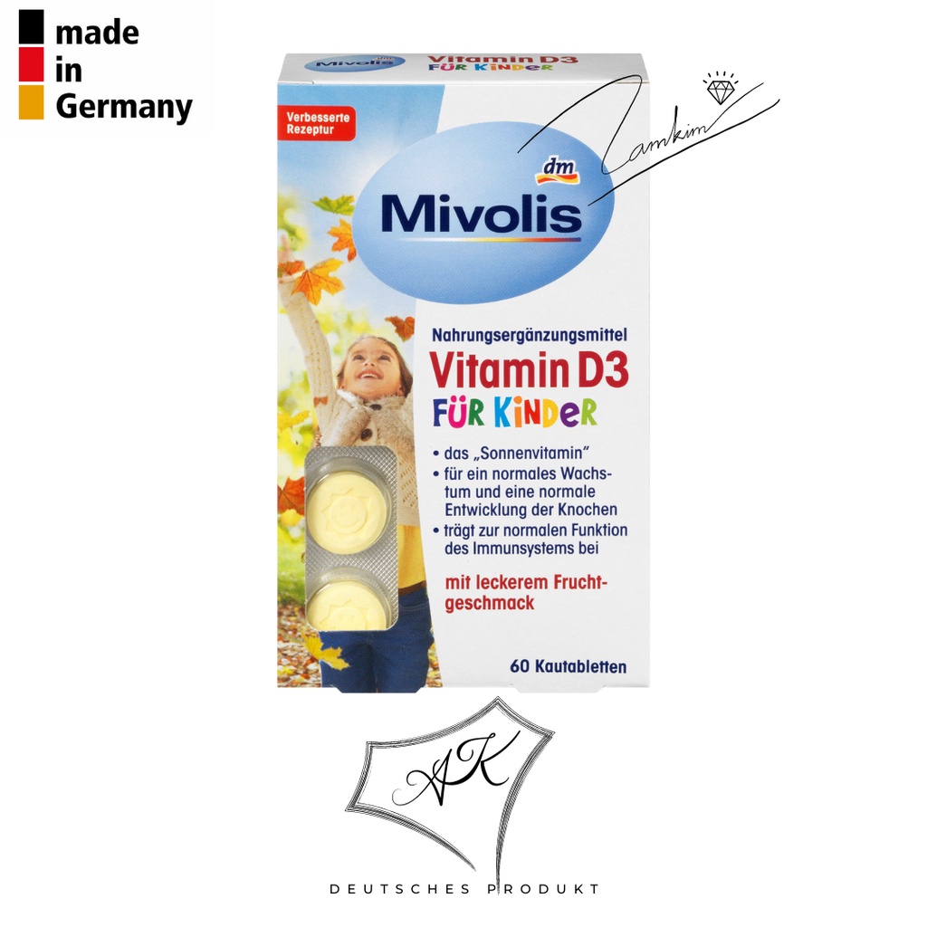 [ Hàng Đức ] Viên ngậm Vitamin D3 Mivolis cho bé từ 4 tuổi nội địa Đức