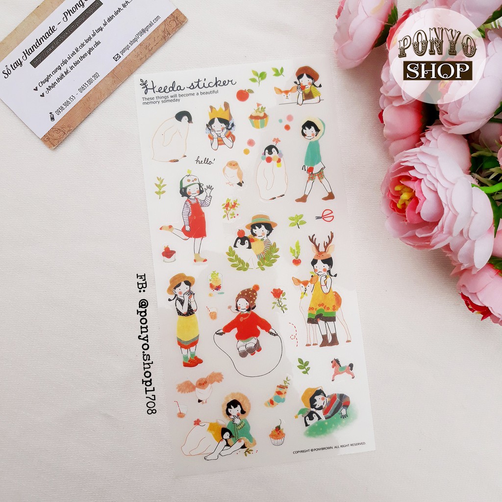 👒 Bộ 6 sticker cô bé Heeda dễ thương trang trí sổ tay