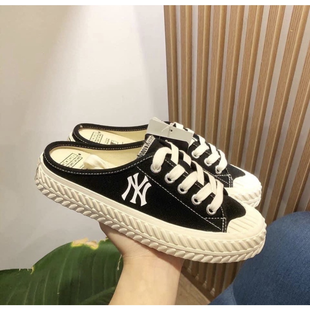 [ 𝐒𝐀𝐋𝐄 ĐẬ𝐌 ] Giày thể thao Sục mlb Ny Đạp Gót màu đen trắng , giày dép sneaker nữ đẹp full box