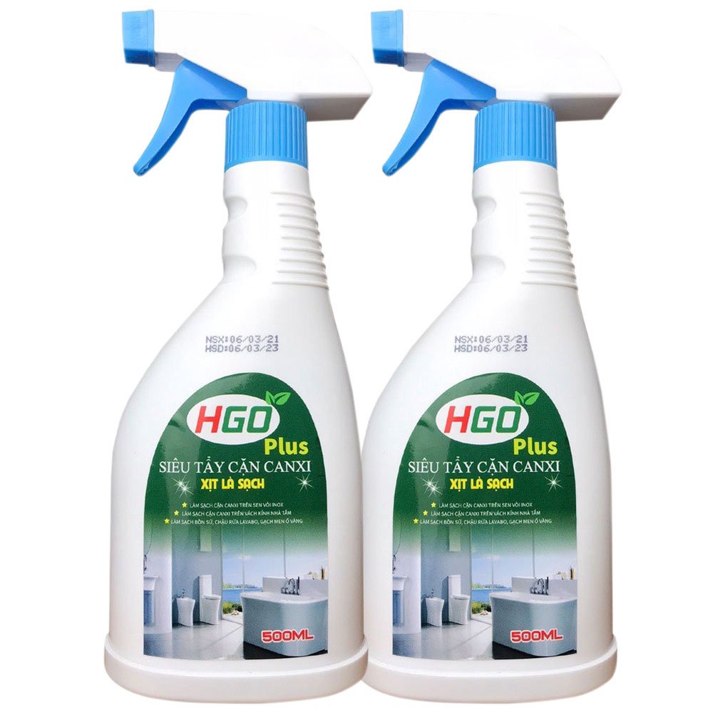 Combo 2 chai tẩy cặn canxi HGO Plus tẩy sạch vòi rửa inox, vách kính, bồn sứ, gạch men, gương soi