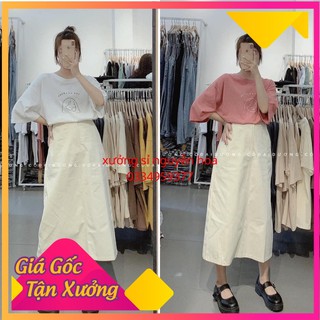 Sét áo thun in hình cô gái + chân váy xuông dài dễ thương phong cách hàn quốc (kèm video/ảnh thật) Xưởng Sỉ Nguyễn Hoa