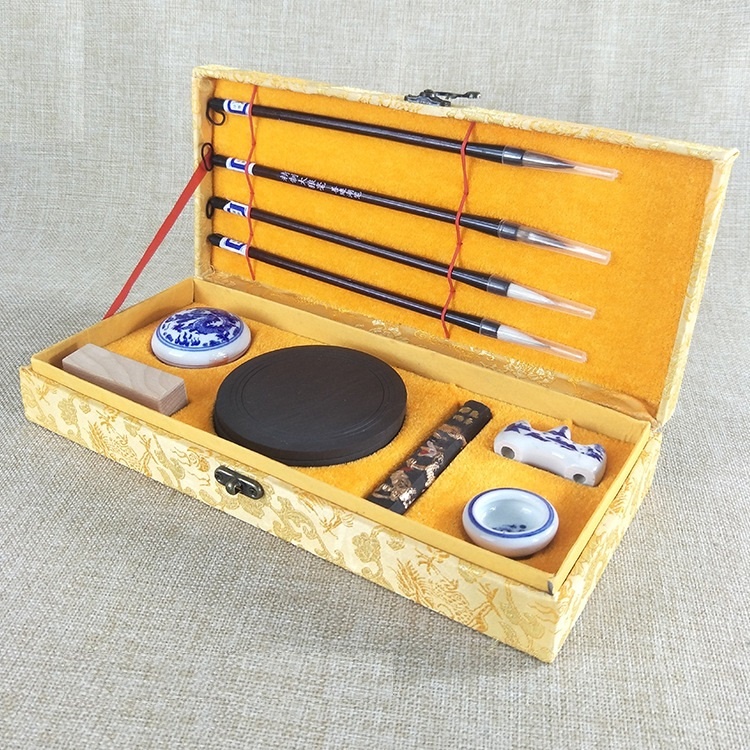 Bộ văn phòng tứ bảo tập viết thư pháp giá rẻ, bút lông cọ viết vẽ, mực tàu, nghiên mực.