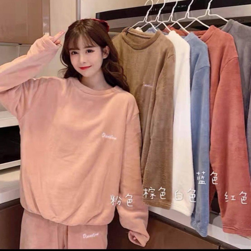 Bộ nỉ bông lông nhung Dstudio mềm mại ấm áp