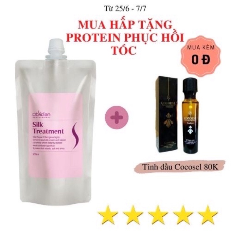 Dầu hấp, hấp dầu siêu mượt, ủ tóc Hàn Obsidian Silk Treatment hấp lạnh phục hồi tóc hư tổn