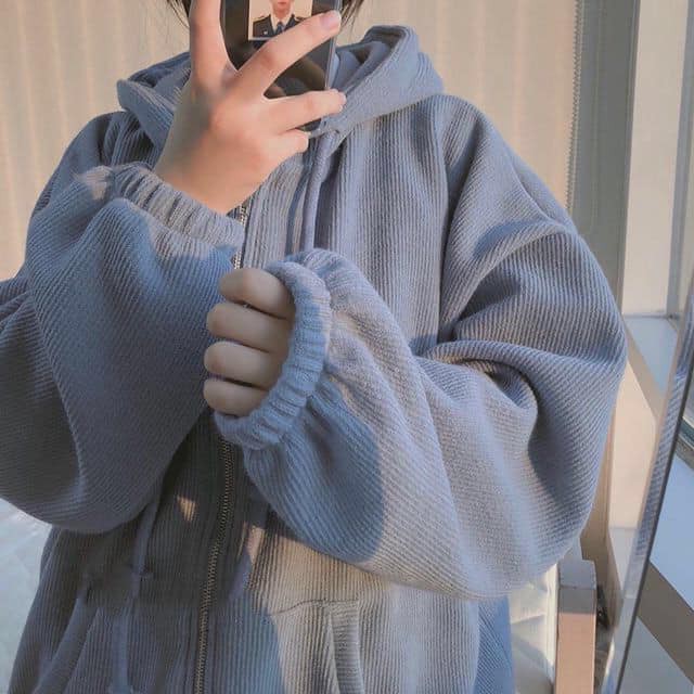 Áo Khoác Nữ Nỉ Có Mũ, Hoodie Trơn Basic Kéo Khóa Có Lót Lông