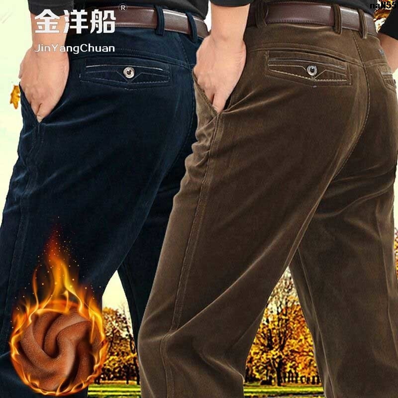 Quần Nhung Kẻ Sọc Lưng Cao size Lớn Thời Trang Cho Nam Trung Niên