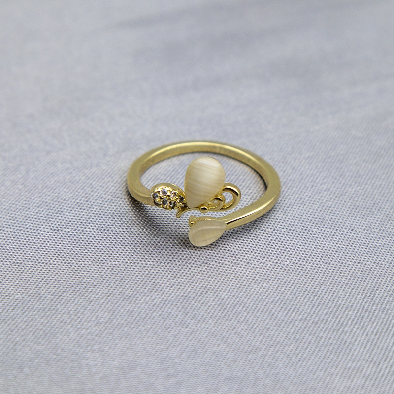 Nhẫn hở đính đá mắt mèo phong cách Hàn Quốc thời trang sang trọng cho nữ