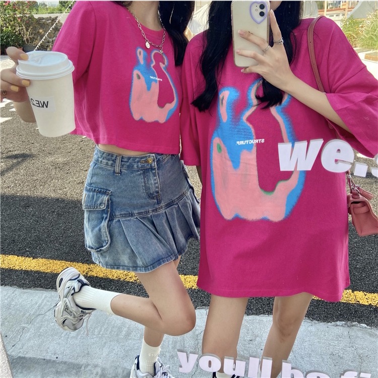 Áo Thun Nữ Tay Ngắn In Hình Thời Trang Hàn Quốc