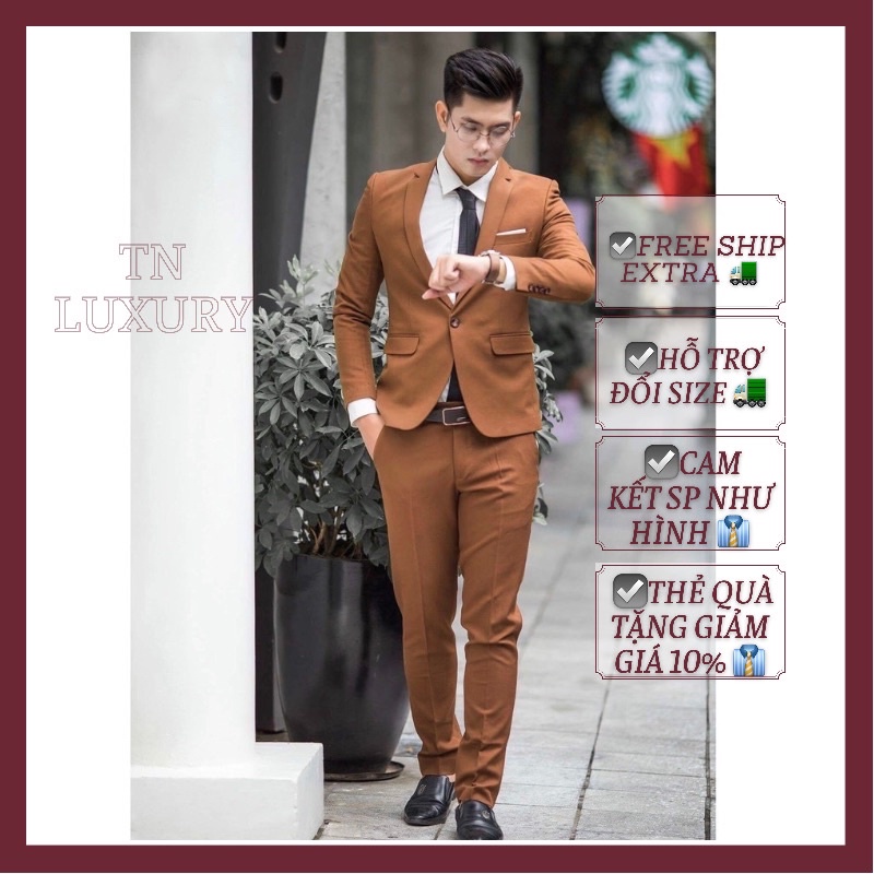 Bộ vest nam lịch lãm, trẻ trung , vải đẹp, sang trọng , đảm bảo không nhăn chống bai xù