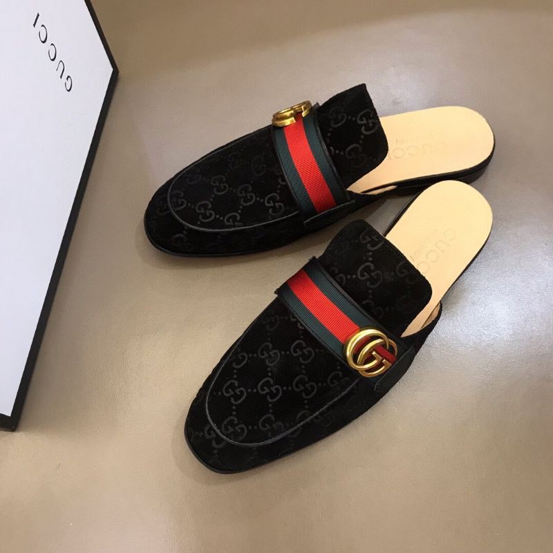 giày lười da nhung in họa tiết gắn logo GG Gucci GC cao cấp