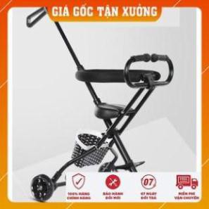 Xe đẩy 5 bánh  tay cong gấp gọn cho bé có giỏ để đồ