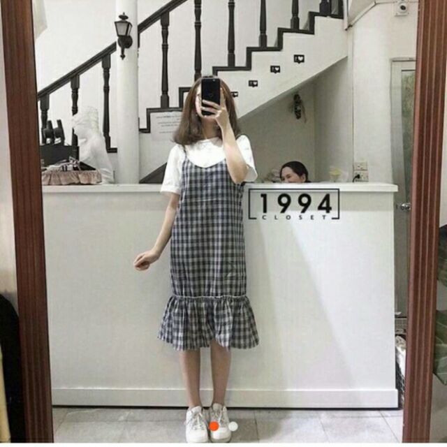 [1994 Closet] Yếm váy Caro đuôi cá