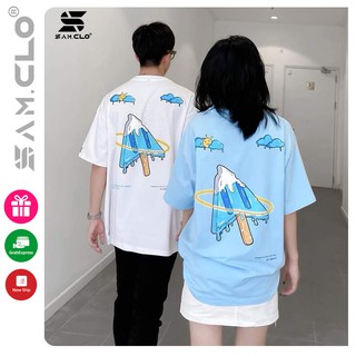 Áo thun tay lỡ nữ freesize phông form rộng Unisex, mặc cặp, nhóm, lớp in CÂY THÔNG HÌNH QUE KEM chữ CLICK