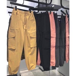 [Ảnh thật]-Quần Jogger Kaki Túi Hộp Black