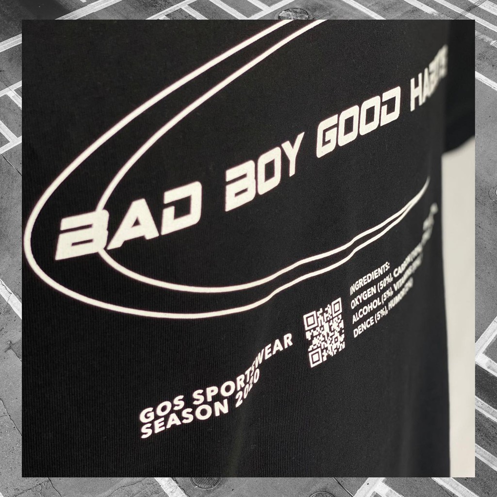 Áo thể thao cotton cao cấp dáng oversize GOS BAD BOY - ĐEN