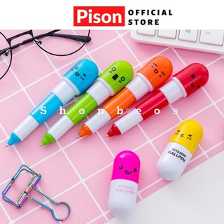 Bút bi hình Viên thuốc Pison, mực xanh ngòi viết 0.7mm - SP0248 - 1 cái