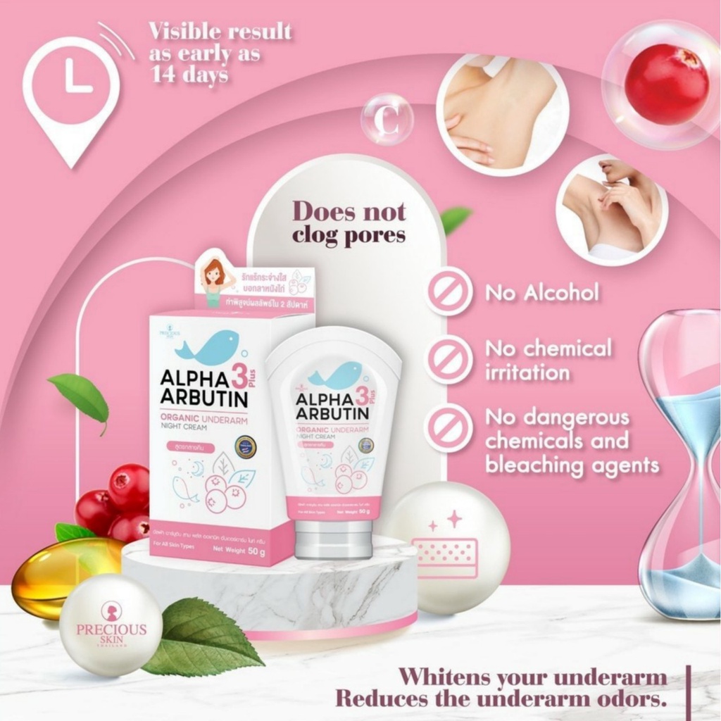 Kem Dưỡng Trắng Giảm Thâm Nách Precious Skin Alpha Arbutin Organic Underarm Whitening Cream 50g Thái Lan