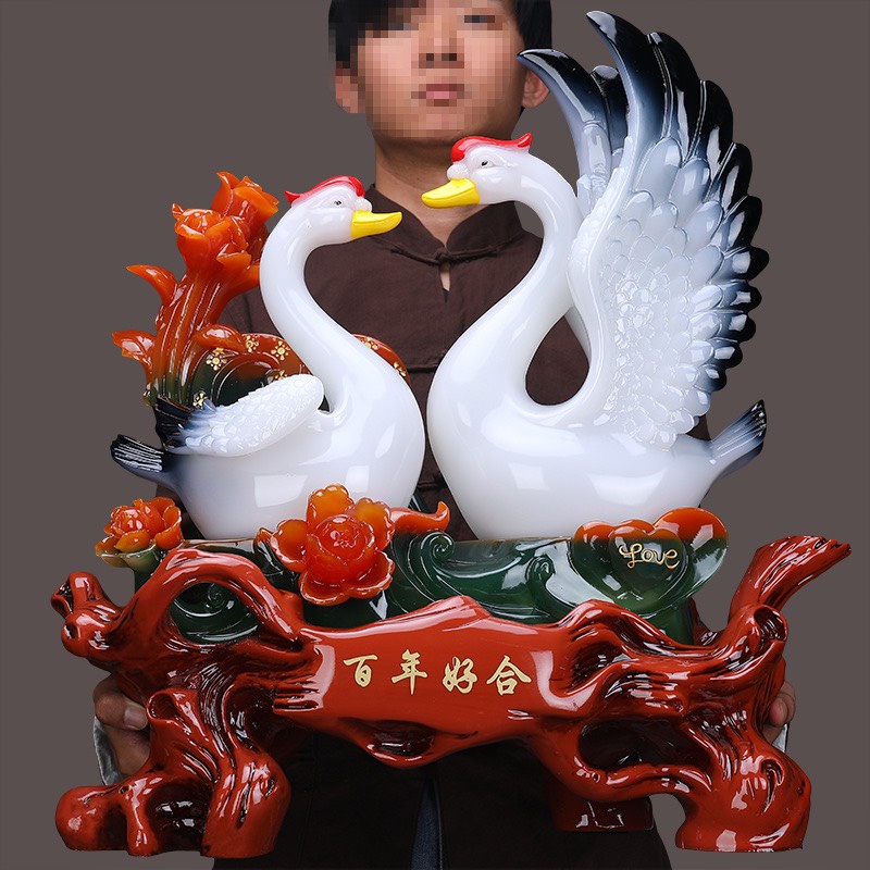 Tượng Cặp Đôi Thiên Nga Trắng Hạnh Phúc May Mắn, Quà Tặng Tân Gia Khai Trương, Trang Trí Kệ Tủ, Phòng Ngủ