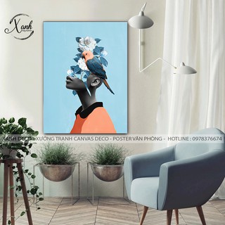 Tranh canvas cô gái nghệ thuật TCVG33 tặng đinh 3 chân treo tường