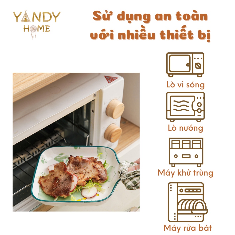 [Chọn lẻ] Bộ chén dĩa bát đĩa gốm sứ YANDY HOME BB04 họa tiết khủng long men đẹp bóng