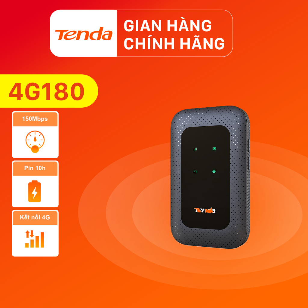 Tenda 4G180 Pocket WiFi 6 AX300 | Cục phát WiFi từ SIM 4G di động | Bộ phát WiFi không dây tốc độ cao | USB-C Plug&Play
