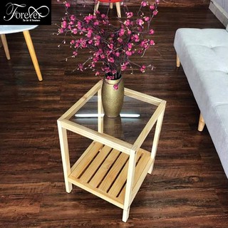 [MẪU MỚI] Kệ tab gỗ đầu giường 2 tầng mặt gương mica, gỗ thông nhập khẩu Mỹ - Bảo hành 1 năm-Nội Thất Nghệ Thuật Forever