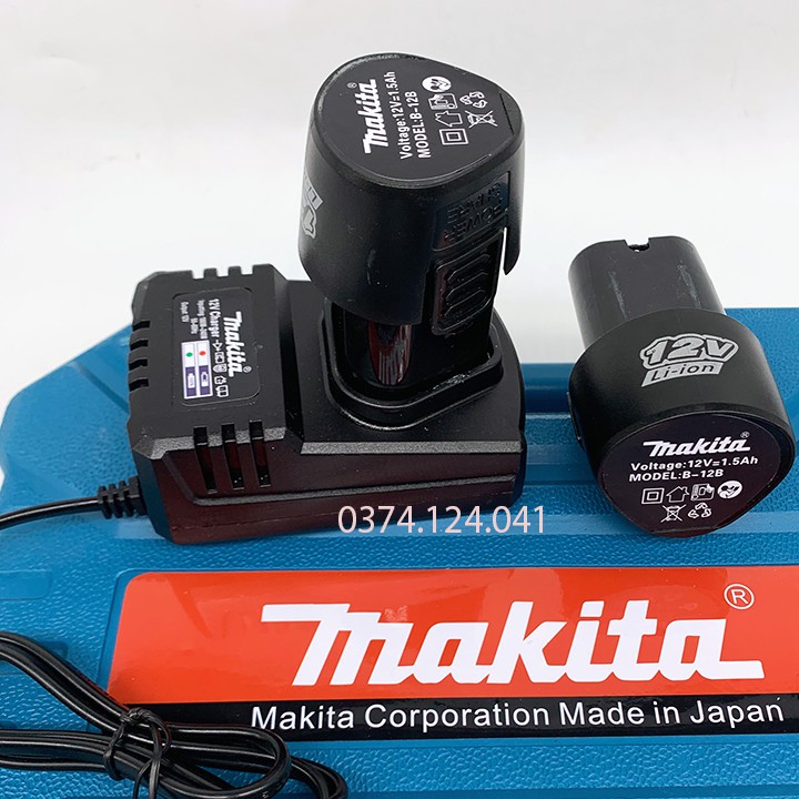 Máy Khoan dùng Pin MAKITA 12V - TẶNG BỘ 24 CHI TIẾT - Máy bắt vít MAKITA - 2 Pin - 100% Lõi đồng - Khoan MAKITA 12v