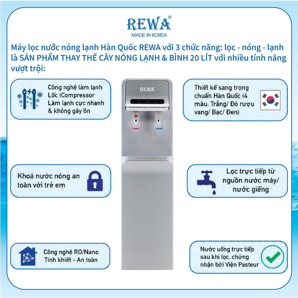 Máy Lọc Nước Nóng Lạnh Rewa RW-NA-800