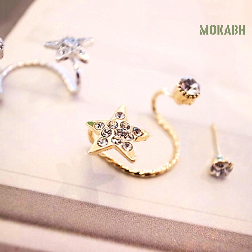 Set 2 Khuyên Tai Đính Đá Hình Ngôi Sao Chất Liệu Hợp Kim Thân Thiện Với Môi Trường Thời Trang Cho Nữ