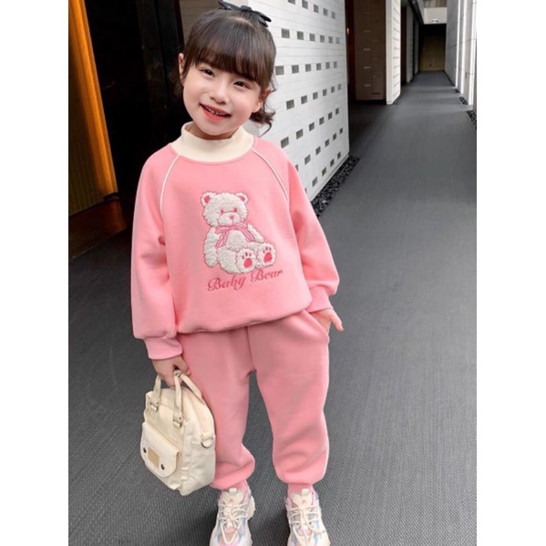 bộ nỉ bông mịn cho bé gái