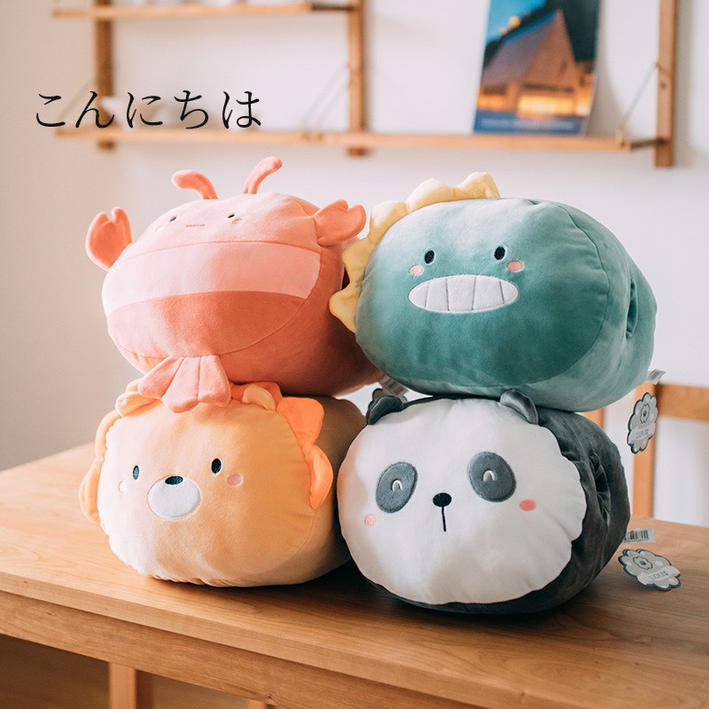 Gối Nhét Tay 2 Trong 1 Giúp Giữ Ấm Hình Thú Hoạt Hình Siêu Cute. Hàng nhập mềm mịn, tiện lợi.Gối văn phòng đa năng GVP09