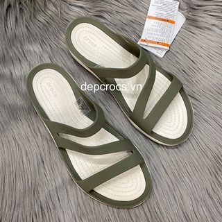 Dép crocs nữ quai ngang nhựa cao cấp, dép quai ngang crocs swiftwater nữ giá rẻ 3 quai - Crocs house